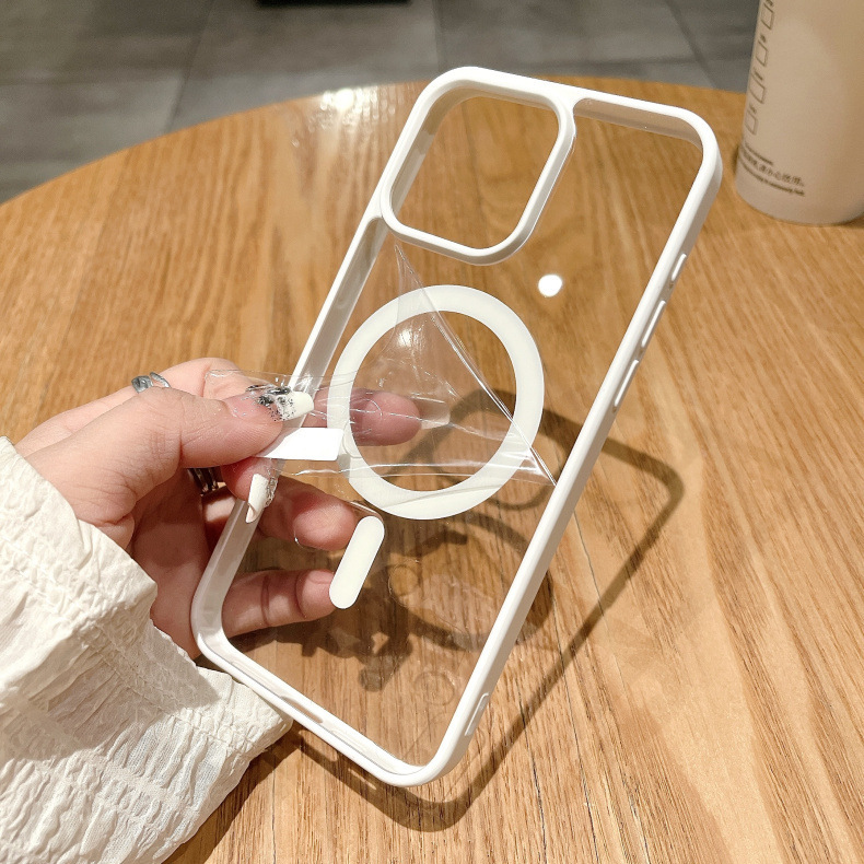 Apple 16 cep telefonu kılıfı şeffaf manyetik iPhone 15 promax koruyucu kapak buzlu akrilik 14 basit uyumlu