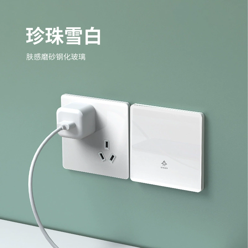 TEP International Electric Cream Wind White Dust Steel Glass Dark Made Wall Switch Sitting Panel Five Pill