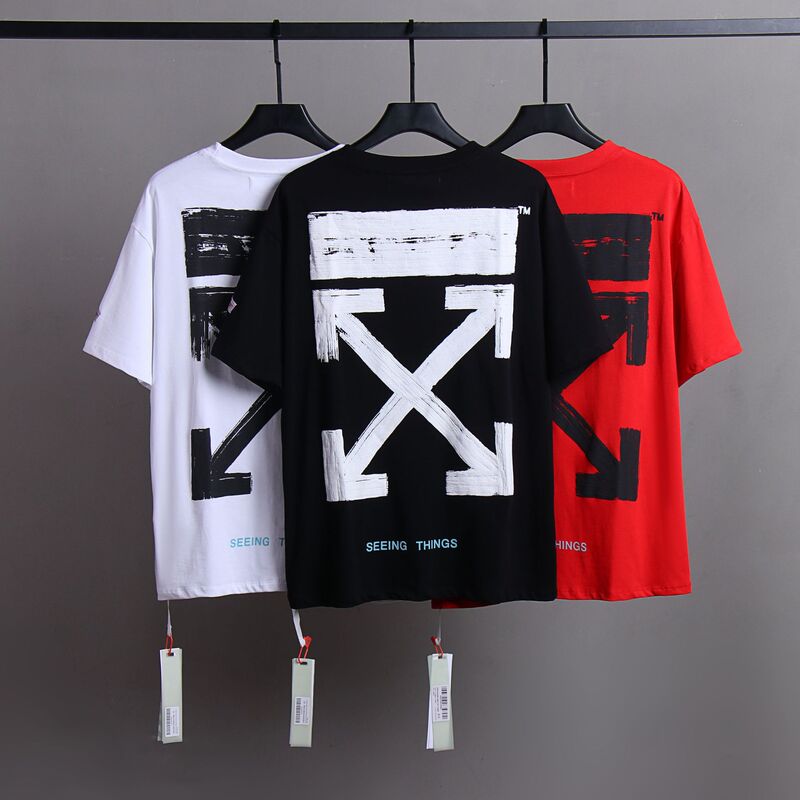 in stock offwhale back hollow brush arrow OS version of men's and women's fashion brand short sleeve a generation of hair in stock offwhale back hollow brush arrow OS version of men's and women's fashion brand short sleeve a generation of hair