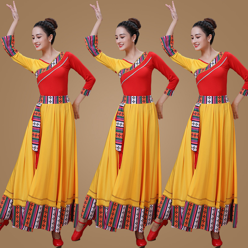 2019 Square Dance Costume for Women - Tibetan Skirt Set Spring Outfit Dance Wear Tibetan Performance Dress with Large Swing Skirt