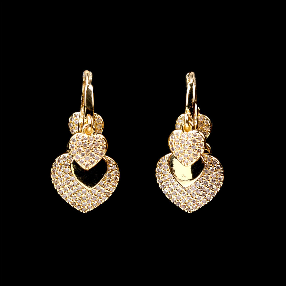 Fashion Peach Heart Micro Diamond Multi-layer Heart-shaped Earrings display picture 1