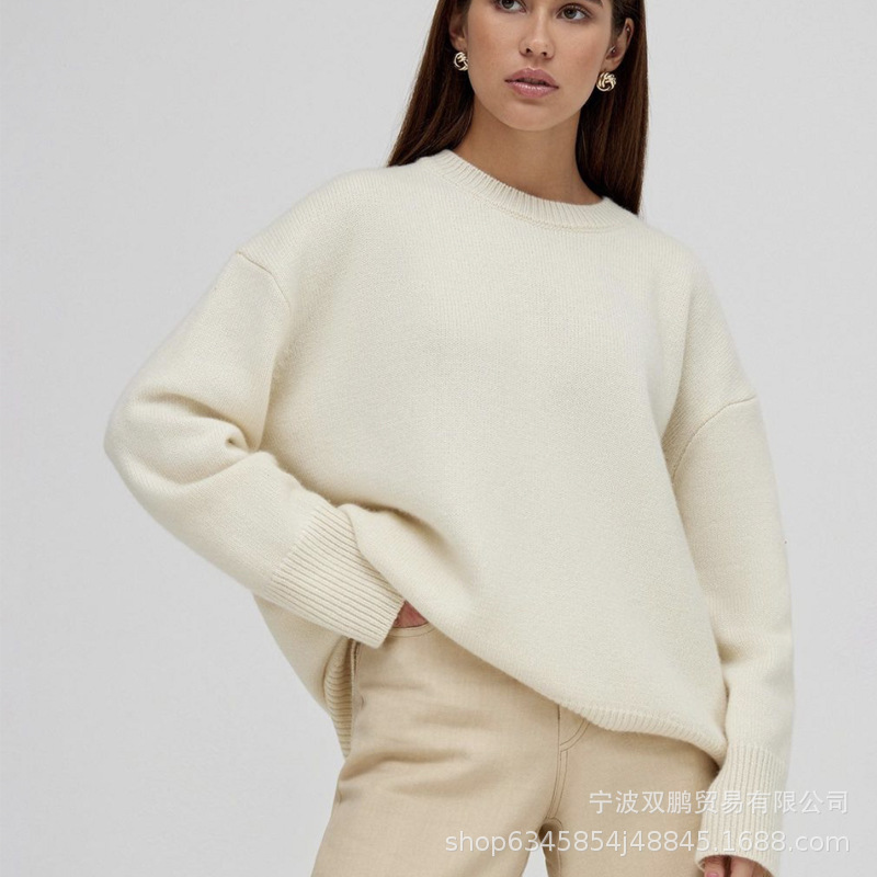 ロシアは純色の丸首セーターを販売しています。女性2023クロスボーダーの爆発金はアマゾンの柔らかいニットの上着を販売しています。