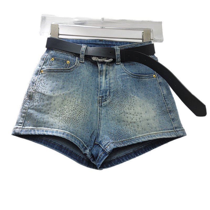 Pantalones Cortos de Mezclilla con Pedrería Brillante para Mujer