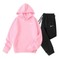 Pink clothes + black pants, white label