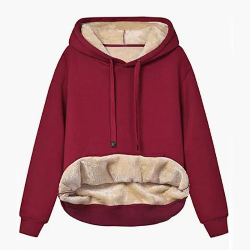 Damen Plüsch Strickjacke Mit Kapuze Winter Kapuzenpullover Jacke_voghion.com