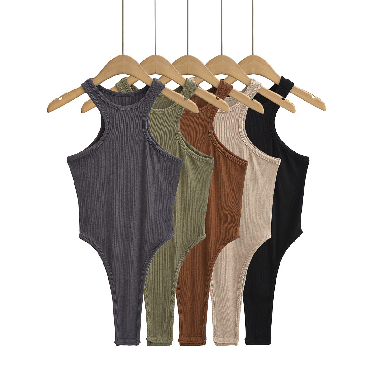 23 summer new women's European and American hot girl sexy off-shoulder vest ins tight elastic inner wear outer sleeveless jumpsuit