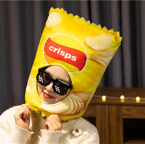 Cute food costumes, cartoons, funny ideas, potato chips and hats, party and birthday event photo props