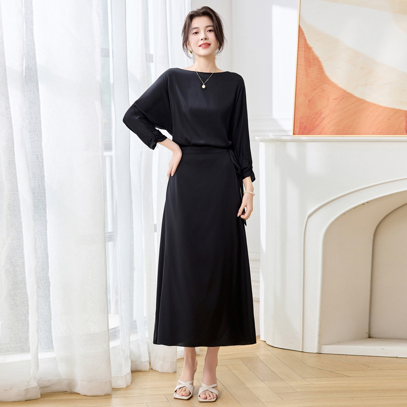 Silk Dress for Women 2026 New Summer High-End Simple Ins-Style Niche Design Mulberry Silk Long Dress