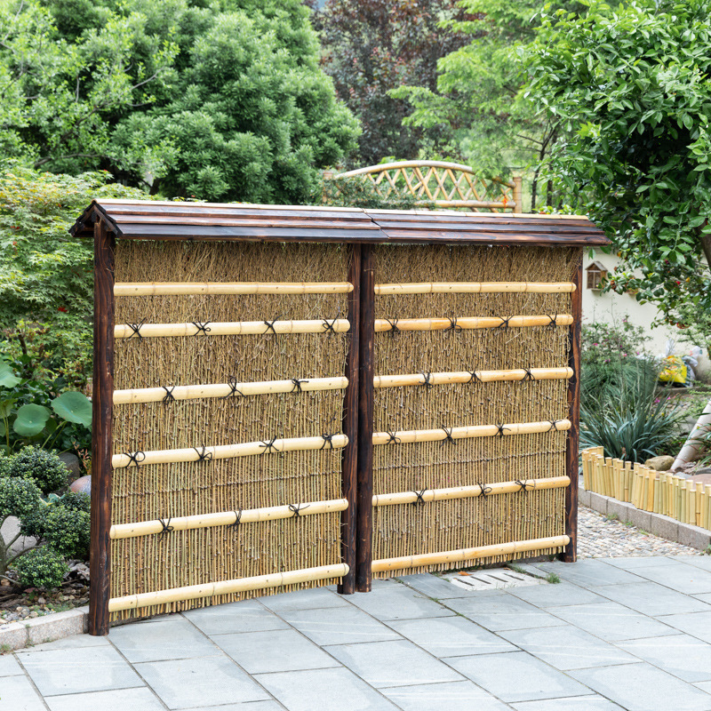 日式竹木篱笆竹木屏风 竹木栅栏 庭院花园竹木景观竹木氛围感装饰