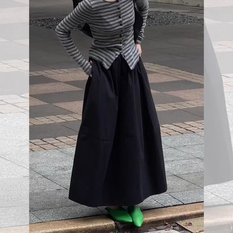 春夏の女性用ブラックフレンチフラワースカート、着痩せ＆体型カバー、大きいサイズ、ハイウエスト、ミドル丈、Aライン、妖精プリンセススカート|undefined
