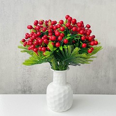 7叉ペルシャ葉9叉果7頭7叉果小紅果生け花発財果花束福桶装飾花シミュレーション花