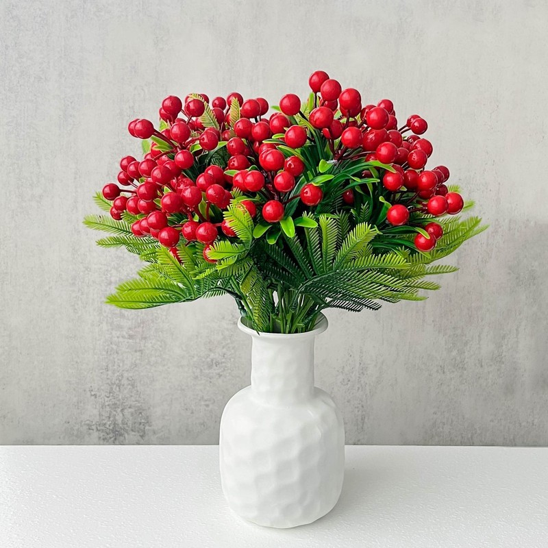 7叉ペルシャ葉9叉果7頭7叉果小紅果生け花発財果花束福桶装飾花シミュレーション花|undefined