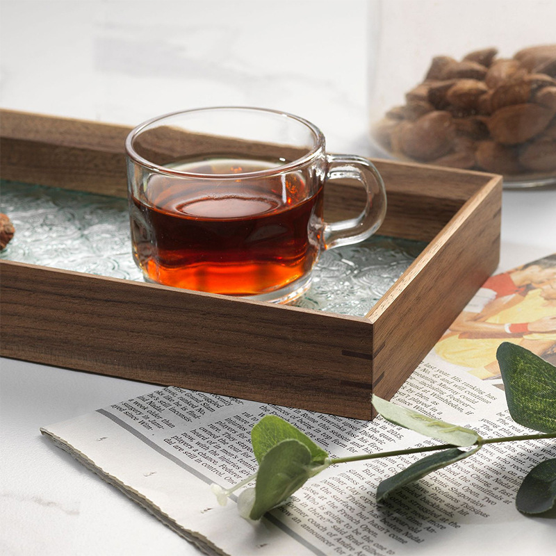 Nordic Solid Wood Snack Tray Rectangular Black Walnut Tray Dinner Plate Home Living Room Wooden Snack Tray