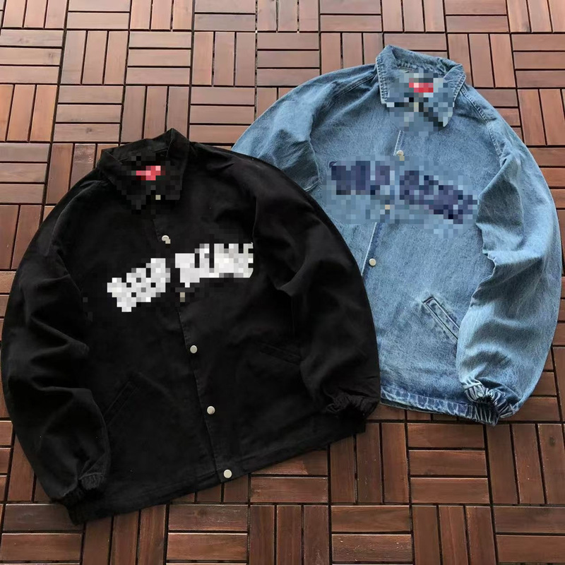 Cross-border Supreme SS25 Twill Logo Snap-Button Long-Sleeve American Style Trendy Loose-Fit Jacket Men's Cotton