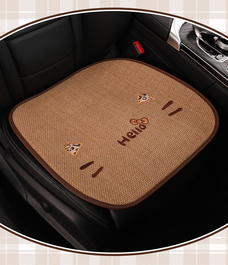 Car Seat Cushion for All Seasons, Side-Mounted, Reverse-Wrapped Kt Summer Cushion, Breathable, Non-Slip, Cartoon Seat Cushion, Five-Seater Car Seat Cover