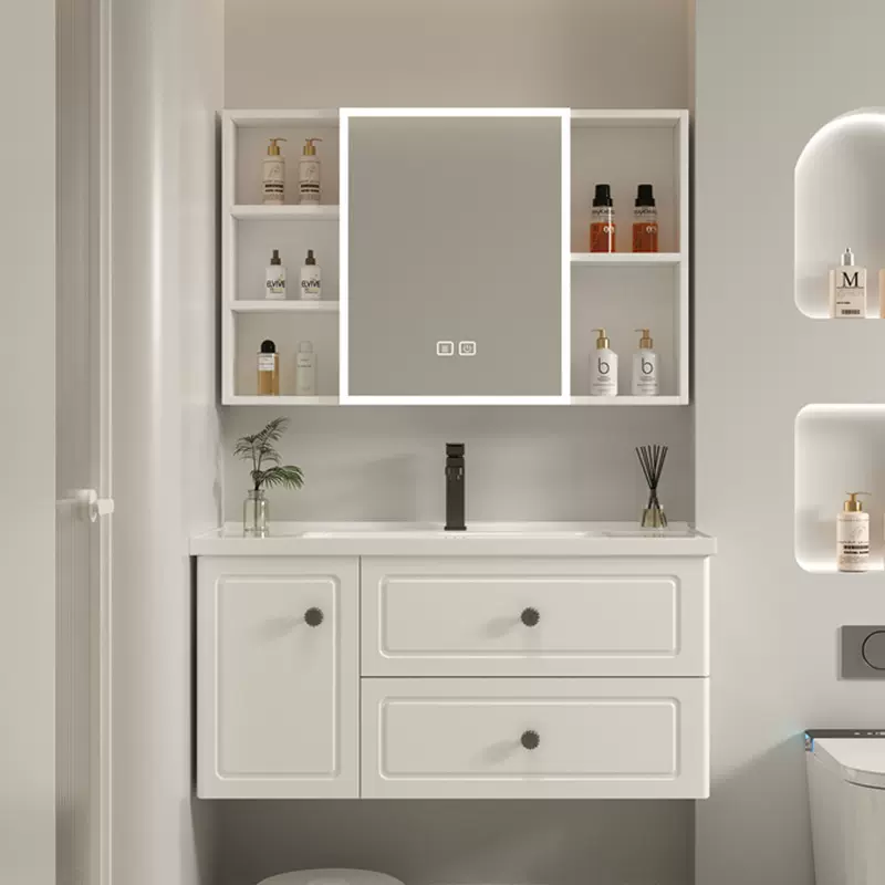 加厚太空铝合金浴室柜陶瓷一体洗手盆柜组合现代简约卫生间洗漱台