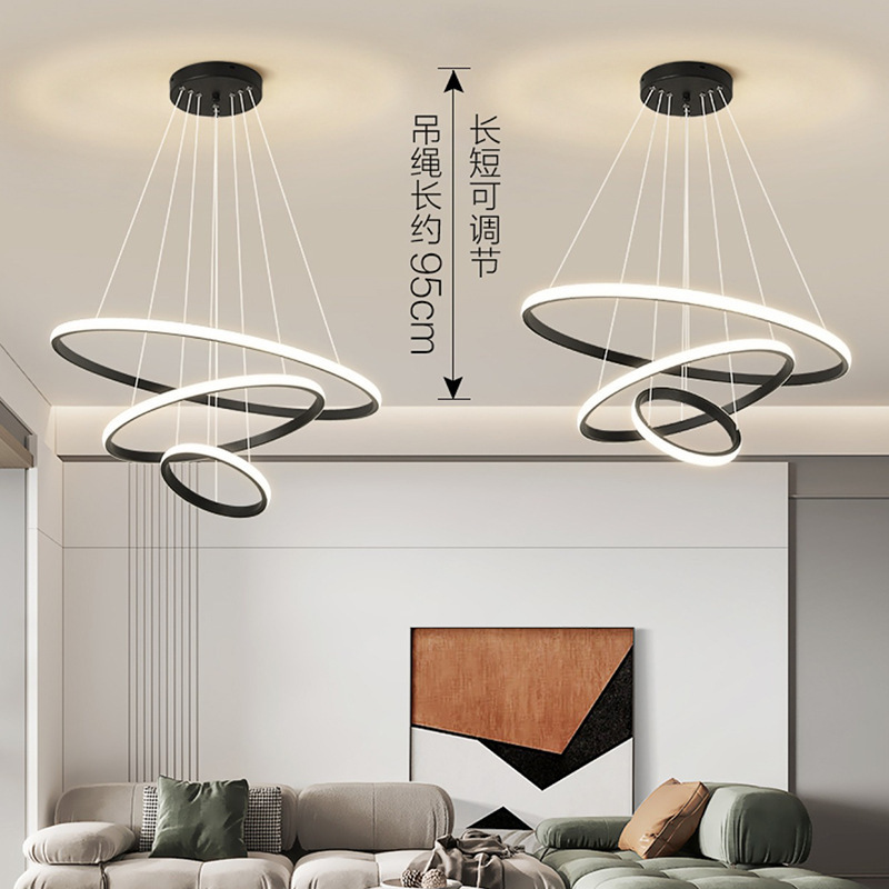 Lámpara del comedor moderno simple candelabro tres anillos estudio dormitorio principal comedor Zhongshan fábrica de lámparas