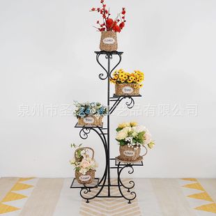 Cross-border Indoor Living Room Balcony Flower Rack Garden Courtyard Plant Rack Landing Nordic Style Home Wrought Iron Flower Pot Rack