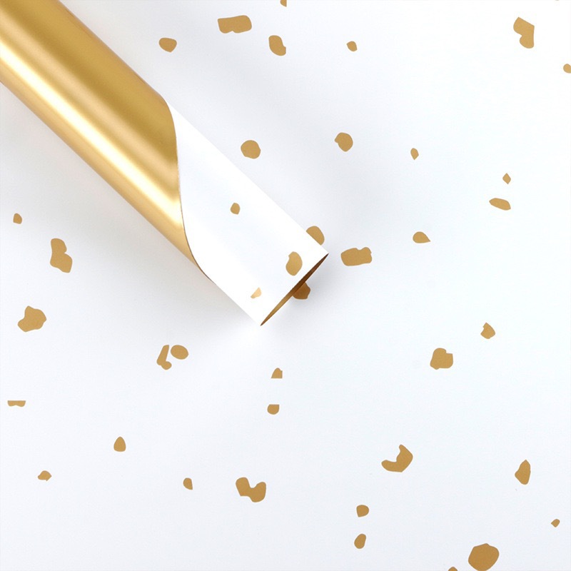 Papel de regalo para ramos de flores Lizhiran, con purpurina dorada, papel dorado de dos tonos, estilo europeo, elegante y resistente al agua.