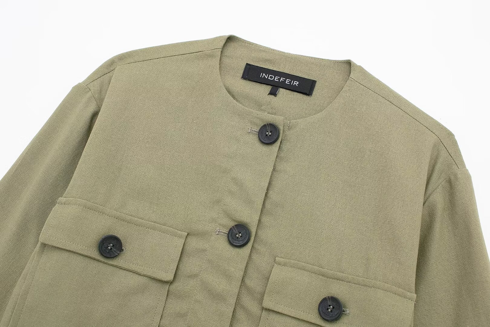 Women's clothing 2024 summer new linen blend short suit jacket straight leg pants set_voghion.com