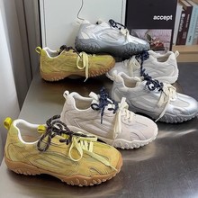 牛皮版~隐形内增高真皮厚底芭蕾德训鞋女夏季复古时尚运动休闲鞋