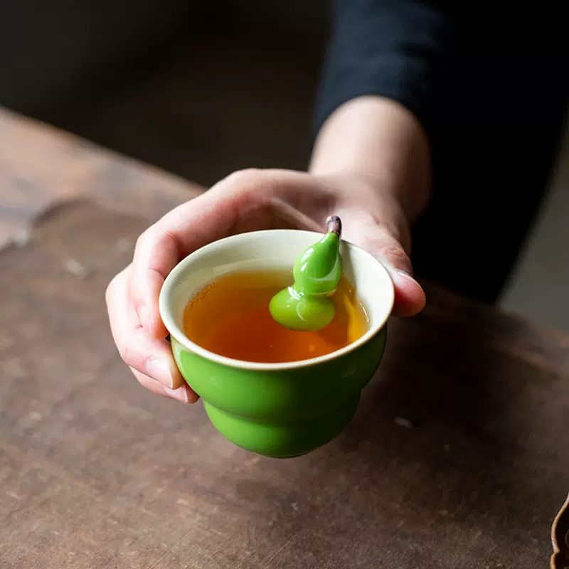 手艺葫芦茶杯 主人杯陶瓷功夫茶具家用个人杯品茗杯喝茶小茶碗