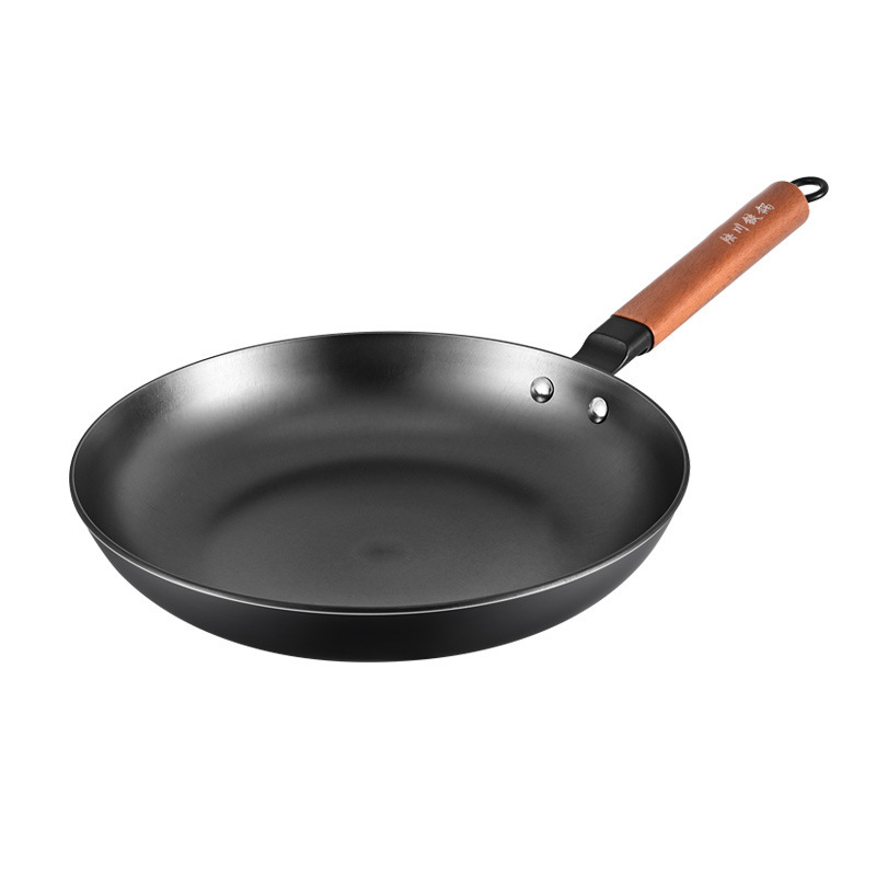 Sartén de hierro fundido Lu Chuan, sartén sin recubrimiento para uso doméstico, sartén para bistec, sartén para huevos, sartén antiadherente, sartén para tortitas para cocina de inducción