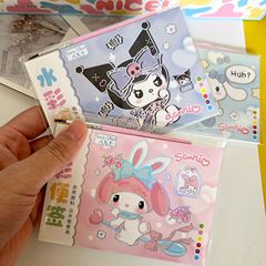 Watercolor Coloring Book Sanrio Kuromi Watercolor Drawing Notebook Cartoon Sticker Children's Painting Book with Paints