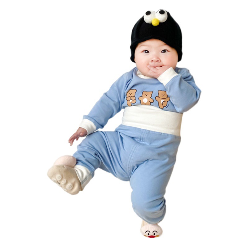 Ropa de otoño infantil pantalones largos ropa interior traje de primavera y otoño invierno pijama de Bebé Ropa de hogar para niños protección del vientre cálido conjunto de dos piezas