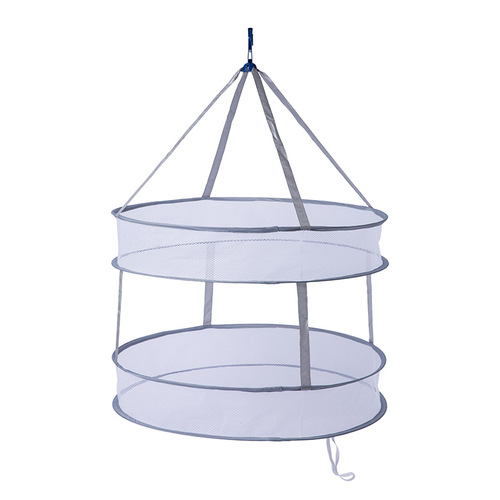 Double-layer folding clothes basket household sweater windproof clothes basket multi-functional large drying net gray clothes drying net