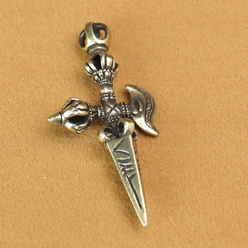 Brass Six Sons Mantra Vajra Lotus Horsehead Mingwang Creative Handmade Collection Toy Toy Car Hanging Key