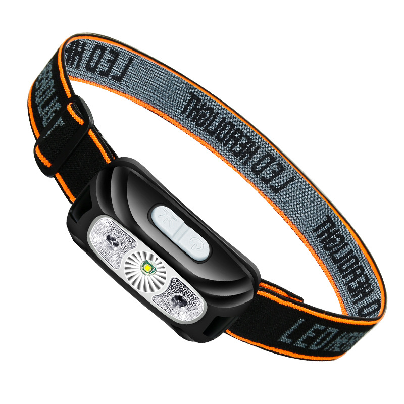 Transfronterizo LED Faro de inducción USB carga fuerte onda de luz de inducción lámpara de pesca impermeable incorporado linterna de la batería de litio