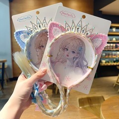 子供のギフト猫耳ヘッドバンドプリンセスエルザクラウンリボン三つ編みヘッドバックルスクールショーパフォーマンスヘアアクセサリー