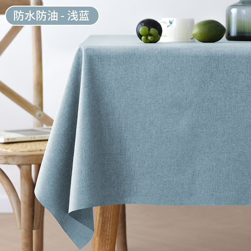 Tejido algodón lino impermeable a prueba de agua a prueba de aceite color sólido tela de mesa rectangular toalla de cubierta a prueba de polvo mesa de té doméstica tela de mesa al por mayor
