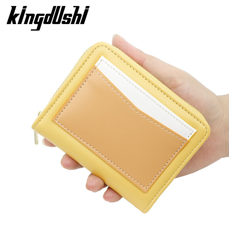 Nueva Cartera de mujer de moda simple multi-funcional contraste color monedero titular de la tarjeta hebilla de dos veces la cartera corta de las mujeres