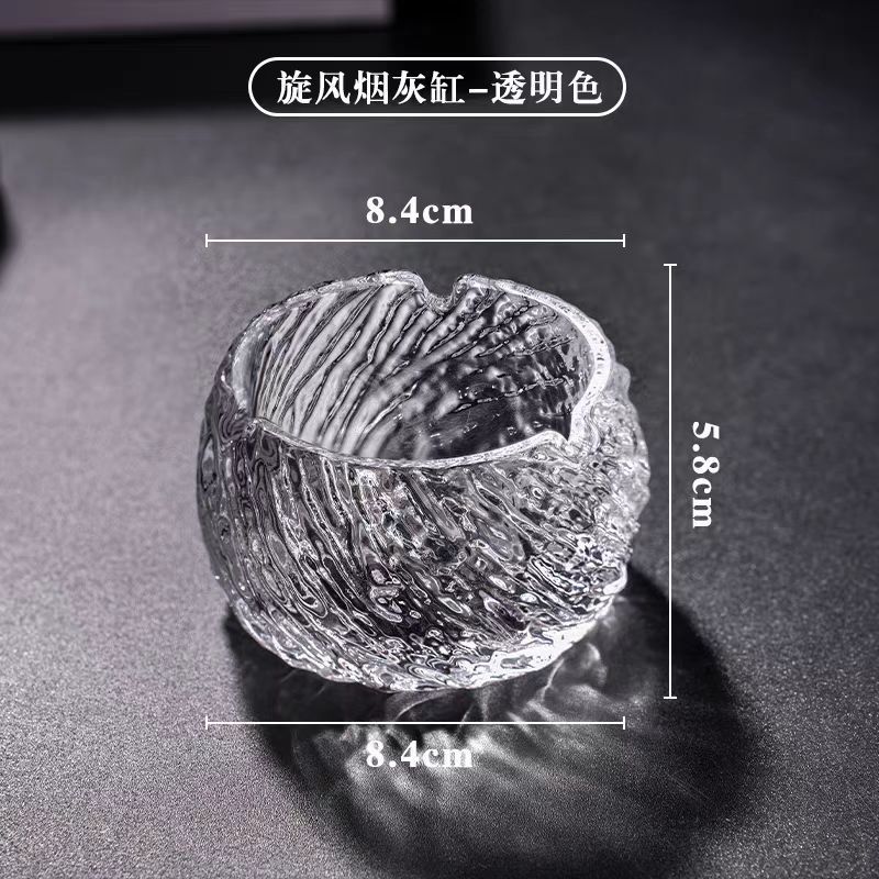 Cenicero de vidrio de cristal, sala de estar para el hogar, cenicero de oficina, adornos pequeños de alta gama, taza de humo de ceniza antivoladora redonda ciclónica