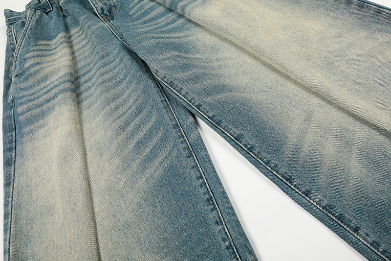 Vintage American Style High Waist Relaxed Fit Cat Whisker Distressed Jeans Comfortable Cotton Denim Pants for Men And Women_mkmklike.com