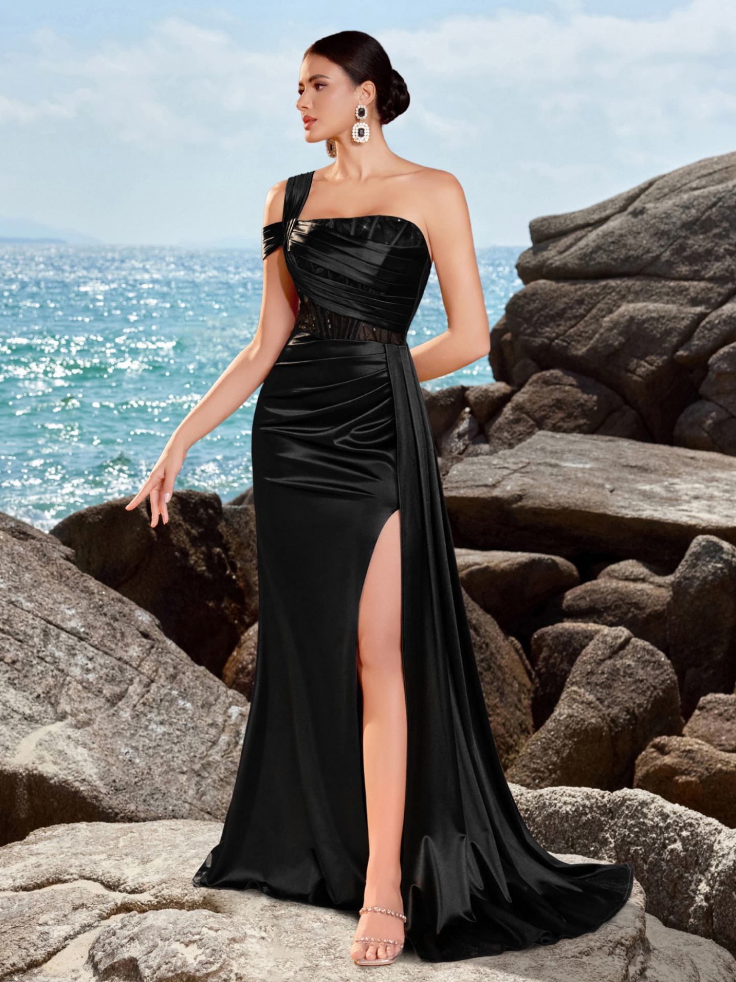 Vestido de noche de tubo de hombro con sentido de diseño elegante transfronterizo de Amazon image 5