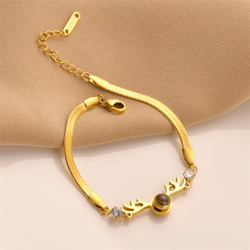 Plating Design Fashion Style Fashion Antlers Titanium Steel Plating Artificial Gemstones Bracelets 1 Piece