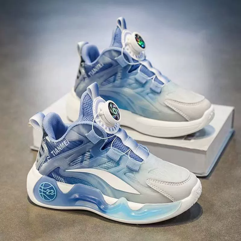 Спортивная обувь для мальчиков детская вращающаяся пуговица дышащая беговая обувь 2024 осень новая баскетбольная обувь для мальчиков