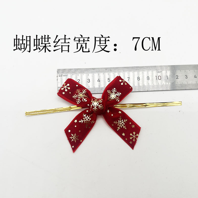 厂家直销跨境专供圣诞高档蝴蝶结 天鹅绒烫金圣诞装饰蝴蝶结|undefined
