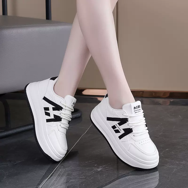定制款松糕小白鞋女2025秋新款百搭休闲板鞋厚底增高女单鞋子881