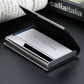 商务名片夹男士真牛皮名片盒女士公司礼品定logo刻字 头层牛皮