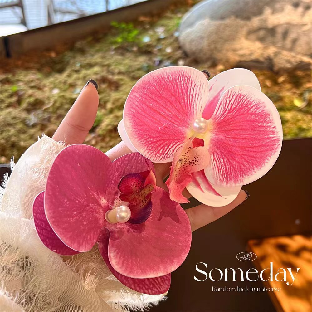 Flores biónicas mariposas orquídeas abrazadera para el cabello de mujer atmósfera sen sensación de cabello de flores bordes laterales abrazadera para el cabello de flores frisa abrazadera para el cabello de mujer image 5