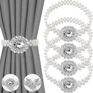 Curtain Strap Simple Light Luxury Belts Tie Ornaments Rhinestone Pearl Elahement Rope Creative Curtain Buckle Lanyard Buckle Ornaments