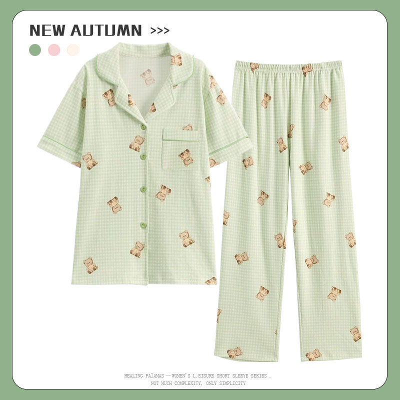 D.M-107 Short Bean Green Bear Cardigan