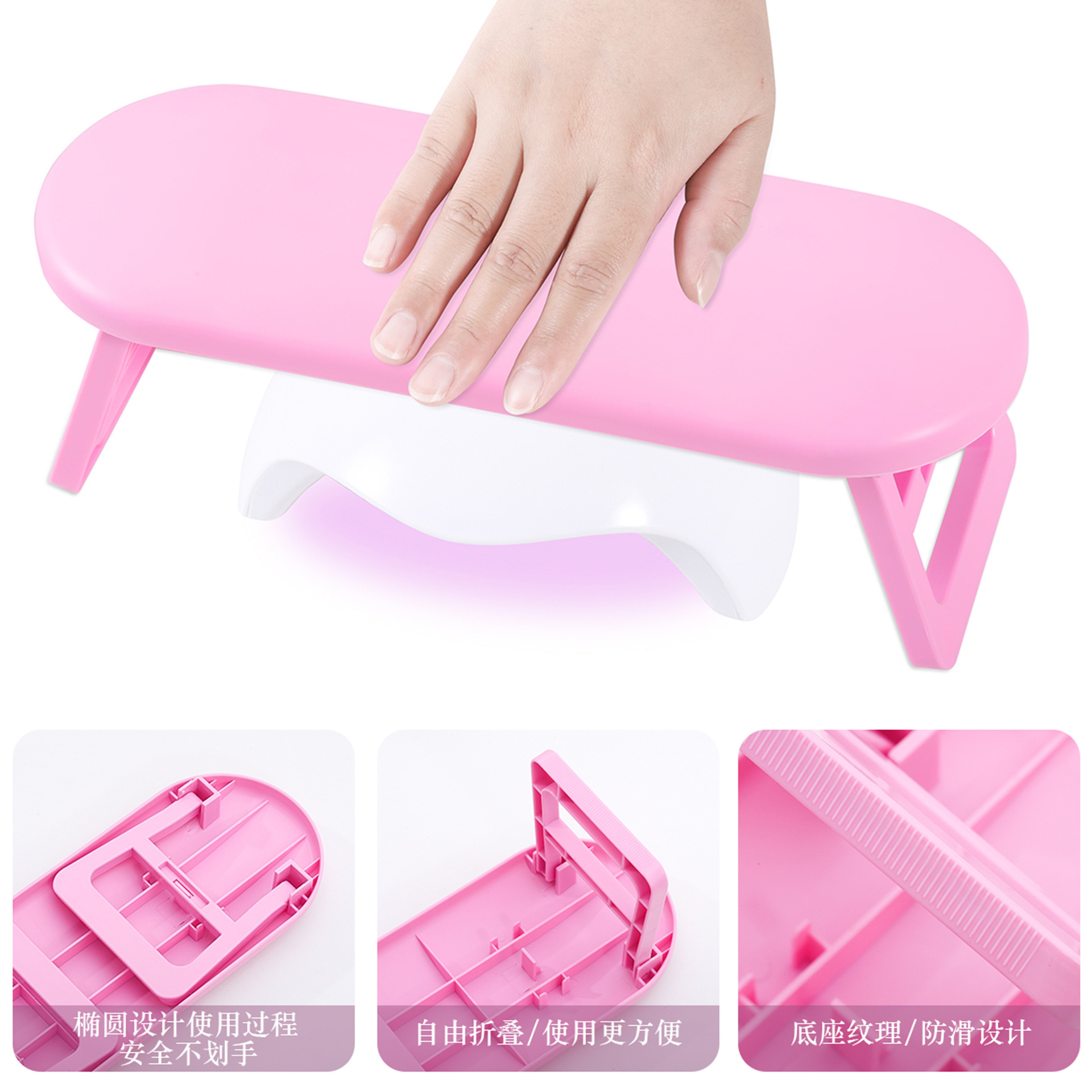 La almohada de mano plegable de estilo ruso para uñas transfronteriza se puede colocar con lámpara de manicura, almohada de mano de plástico, soporte de muñeca para tienda de uñas