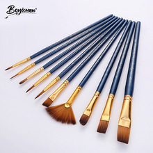 跨境10支套装现货流线型防水长杆高品学生绘画丙烯珠光尼龙毛画笔