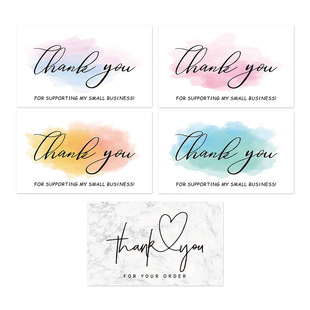 50 PCs/Pack Pink Simple Thank You Card Coated Paper Business Card Gift Packaging Decorative Card English mini Thank You Card