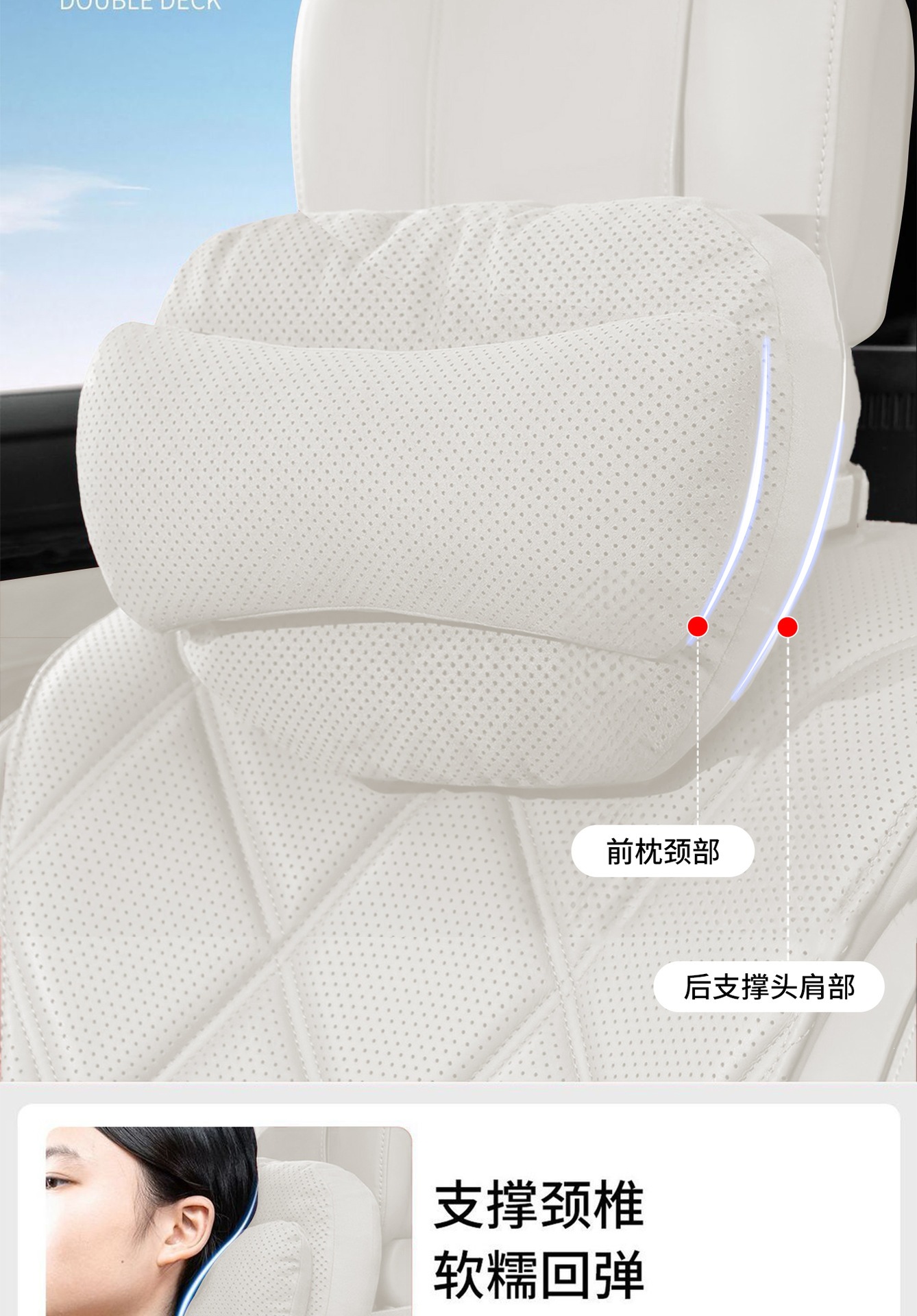 Car headrest and lumbar support, in-car cushion and neck pillow suitable for Mercedes-Benz, Maybach, BMW, Tesla